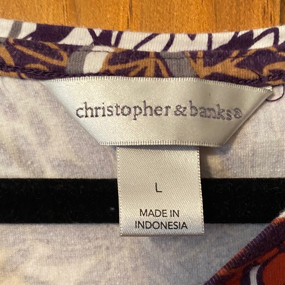 Christopher & Banks Autumn Leaf Print Blouse - Picture 2 of 5